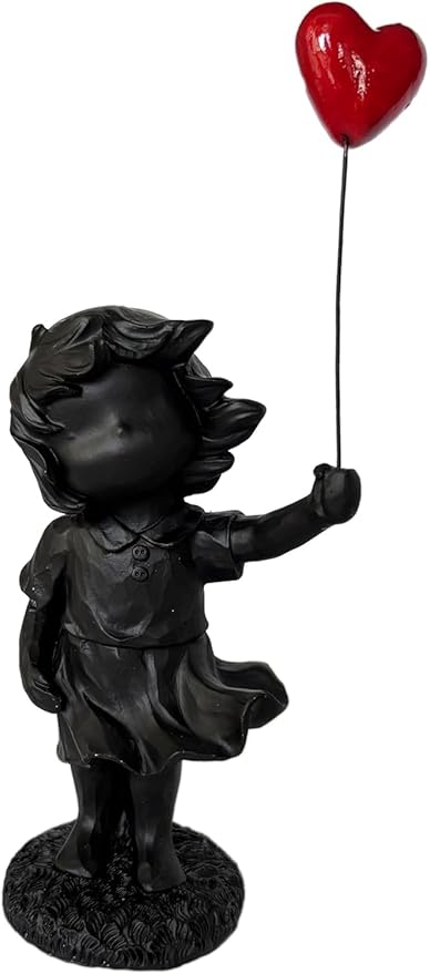 Banksy Street Graffiti Art Statue,Love Balloon Girl Room Decor,Resin Ornaments,Living Room Dining Desk Decorations,Bookshelf Decorative Objects(Black)