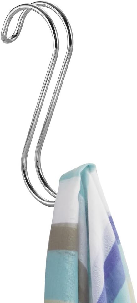 InterDesign Classico Metal Over the Rod Dual Hooks, Closet Accessory Organizer for Ties, Belts, Scarves, Handbags