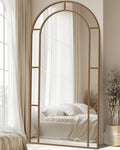 Antok 81" x 41" Full Length Mirror, Floor Mirror Arched Window Decorative Mirror, Metal Framed Decor Farmhouse Floor Mirrors Art Pane Mirrors Wall Decor for Bedroom, Living Room, Entryway Black