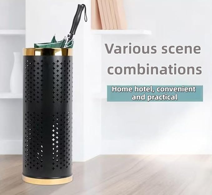 Stainless Steel Umbrella Stand Umbrella Storage Bin Space-Saving Perforated for Home Office Entryways Hotels (C)
