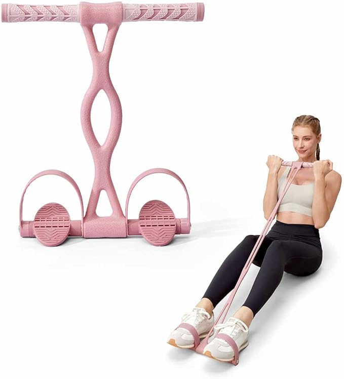 YOTTOY Pedal Resistance Band, Thick Elastic Tension Rope with Handles, Sit-Up Pull Rope Fitness Equipment for Leg, Arm, Abs, Waist, Home Gym & Yoga Training