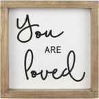 Joy Choice 8x8inch Kitchen Signs Wall Decor Farmhouse, You Are Loved Wooden Signs Personalized, Home Table Sign With Solid Wood Frame.