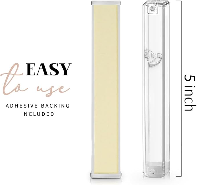 SURI Mezuzah with Kosher Scroll for Door | Certified 4-Inch Hand-Written Kosher Scroll by a Certified Jewish Rabbi (Sofer Stam) and Elegant Transparent 5-Inch Mezuzah Case | Made in Israel