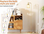 Ziisee Floor Lamps for Living Room - Standing Lamp with Seeded Glass Shade, Modern Gold Floor Lamp with LED Bulbs, Bright Industrial Floor Lamp for Bedroom, Tall Lamp for Office - Gold