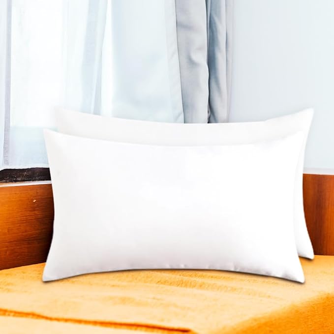 Covers & All Throw Pillow Inserts Only (Pack of 4, White) 65 GSM Non-Woven Fabric with 15D Silicon Fiber Filling, Durable Soft Universal uses for Home Decor Office Indoor Outdoor (Rectangle 16" x 24")