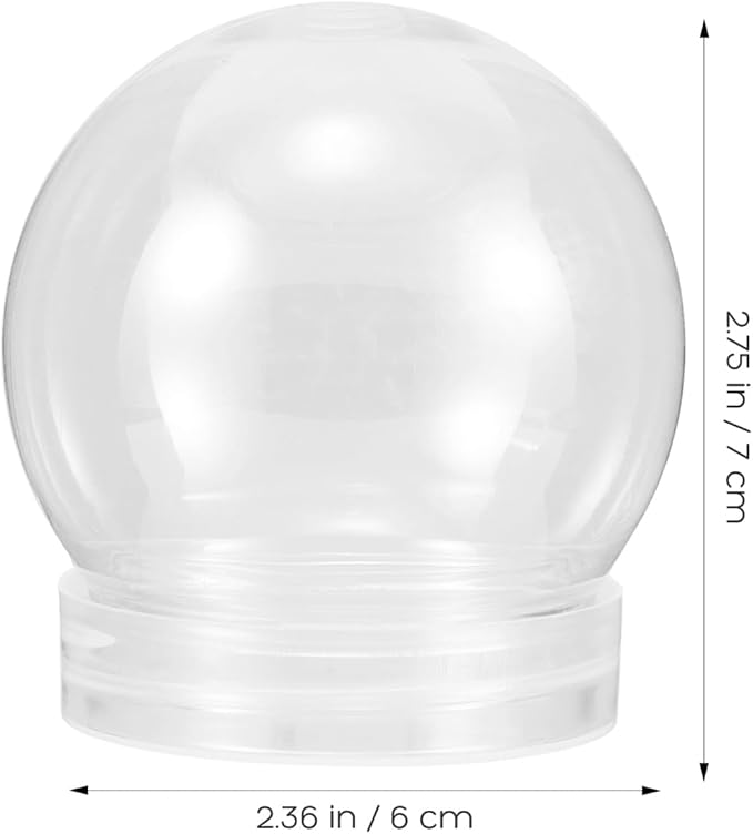 10PCS Plastic Snow Globe Water Globe 2.36 Inch DIY Clear Snow Globe with Screw Off Globe Kit for Christmas DIY Crafts Home Decoration