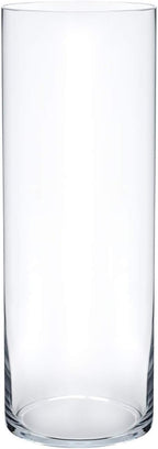 Royal Imports Flower Glass Vase Decorative Centerpiece for Home or Wedding - Cylinder Shape (4" Wide x 12" Tall, Clear)