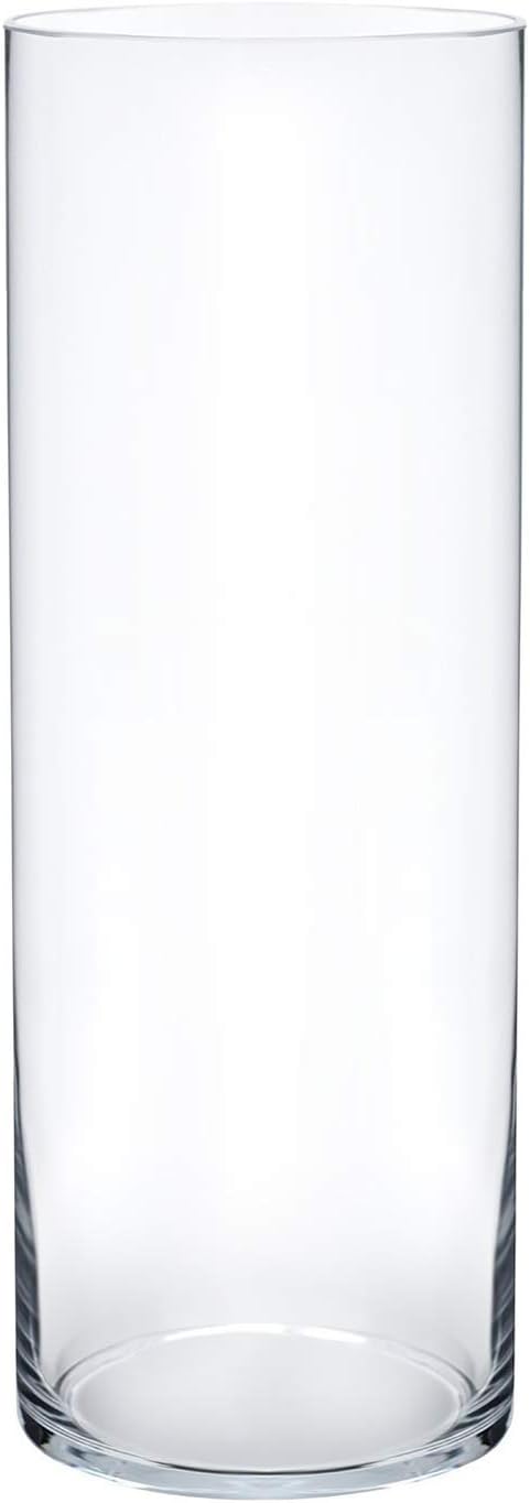 Royal Imports Flower Glass Vase Decorative Centerpiece for Home or Wedding - Cylinder Shape (4" Wide x 12" Tall, Clear)