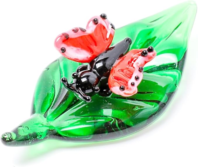 Tiny 2.16" Long Butterfly Figurine - Miniature Hand Blown Glass Butterfly Insect Colorful Crystal Animals Statue Decorative Collectible Figurines Décor Gifts