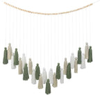DrCor Sage Green Boho Tassel Garland – Neutral Wall Hanging for Living Room, Bedroom, or Reading Corner, Dorm Room or Entryway Decor, Baby Shower, Birthday Party or Cozy Farmhouse Decoration