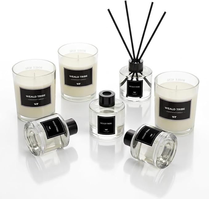 Reed Diffuser Set of 3 for Bathroom Shelf Decor, Sticks Diffuser with Essential Oils Included | Eucalyptus & Lavender, Jasmine, Sandalwood Rose Scent(1.7 fl oz/Pack) | Defusers