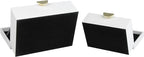 HofferRuffer Faux Leather Jewelry Boxes, Decorative Boxes Storage Accessory Organizer with Gold Hardware Decor, Classic Vegan Leather Set of 2 Pieces (White)