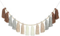 DrCor Neutral Boho Tassel Garland – Handmade Cream, Brown & Gray Yarn Banner for Nursery, Baby Shower, Birthday Party, Rustic Farmhouse Wall Hanging & Warm Cozy Home Decor