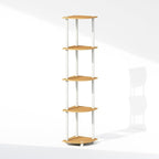 Furinno Turn-N-Tube Storage Shelves, 5-Tier Book Shelf, Corner Shelf, Toolless Open Shelves, for Organization and Storage, Living Room, Home Office, Hallway, Bedroom, Beech