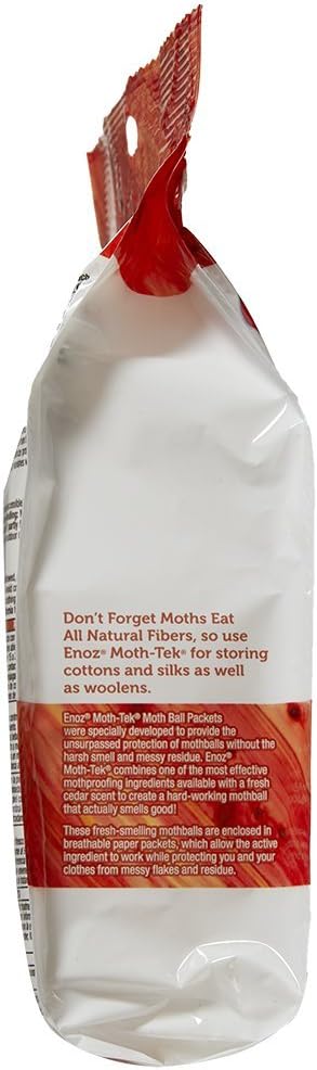 Enoz Moth-Tek Packets Cedar Scent - 12 oz. Bag (3) Kills Clothes Moths, Carpet Beetles, and Eggs and Larvae