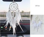 Dream Catcher for car,car Decorations for Women,Feather Dream Catcher Crystal Charm Bling Deco Accessories Hanging Ornaments,Christmas Hanging,Xmas Gift for Girl (White)