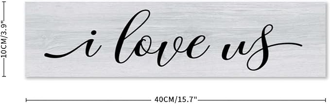 Rustic Wood Sign I Love Us Inspirational Quote Distressed Look Decorative Wooden Sign Vintage Wall Hanging Art Plaque Wall Decoration Home Decor for Farmhouse Room Door Porch Family Sign