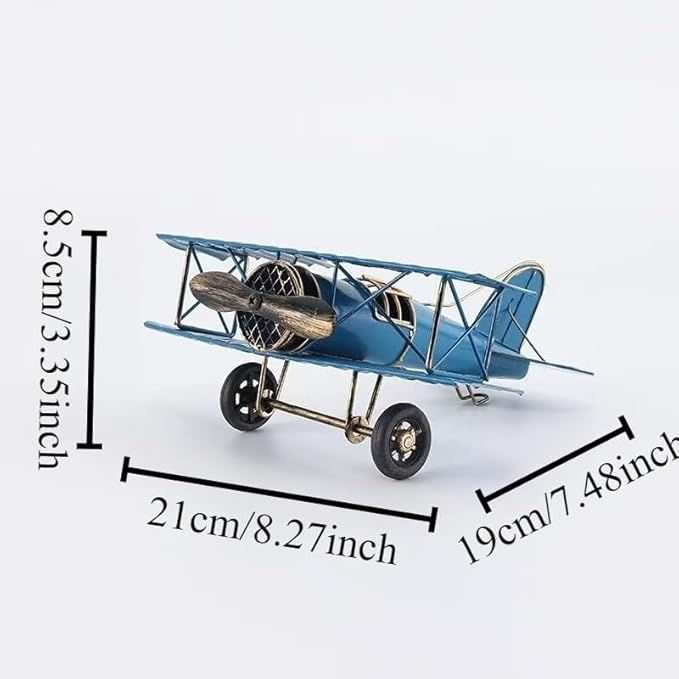 Jinglong Vintage Biplane Model Ornament Creative Metal Crafts Home Study Desktop Decoration Gift (Red)