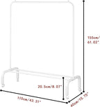 Rolling Clothes Rack Metal Clothing Rack with Wheels Garment Rack with Bottom Shelf for Hanging Clothes Shirts Jeans and Coats White