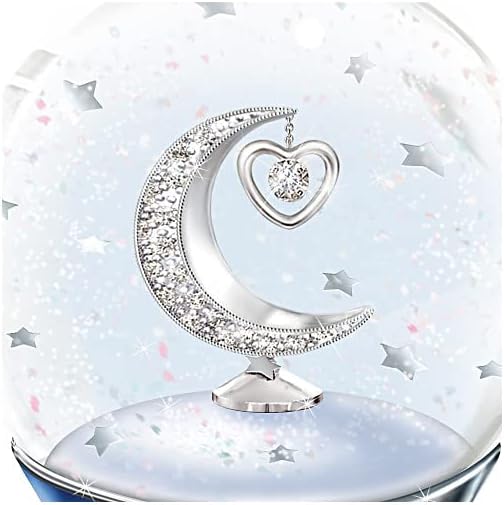 The Bradford Exchange My Daughter, I Love You to The Moon and Back Snowglobe with Moon and Heart Charm (Silver with Blue Designs)