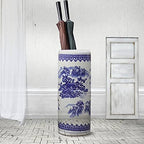 Chinese Style Umbrella Stand, Multifunctional Ceramic Vase, Large Capacity Umbrella Holder, Umbrella Stand Rack for Entryway, 50CM, Blue