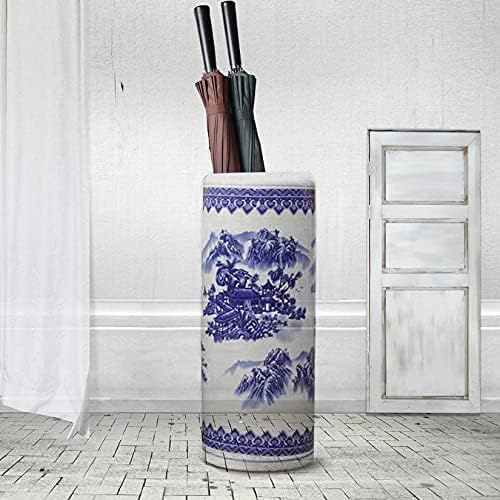Chinese Style Umbrella Stand, Multifunctional Ceramic Vase, Large Capacity Umbrella Holder, Umbrella Stand Rack for Entryway, 50CM, Blue