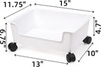 3 Pack Under Bed Storage, Underbed Toys Storage Containers with Wheels, Plastic Bedroom Storage Organization, Under Bed Storage Bins Drawer For Clothes Blankets Shoes Books, White