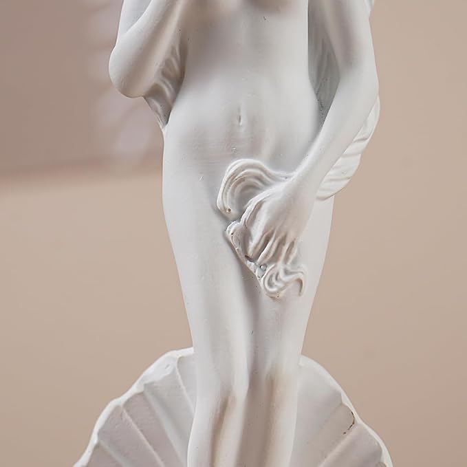 White Venus Statue for Home Decor, 7.6 Inch Aphrodite Sculpture “Birth of Venus”, Handmade Resin Greek Roman Goddess Figurine, Office Desk Art & Gift Idea