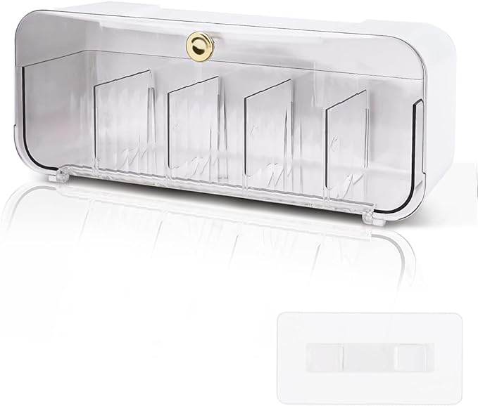 Socks Underwear Drawer Organizer, 5 Cell Compartments Acrylic Wall Mount Storage Boxes, Self-Adhesive Switchable Drawer Organizer for Socks, Lingerie, Ties, Cosmetic, Kitchen Spice(White)