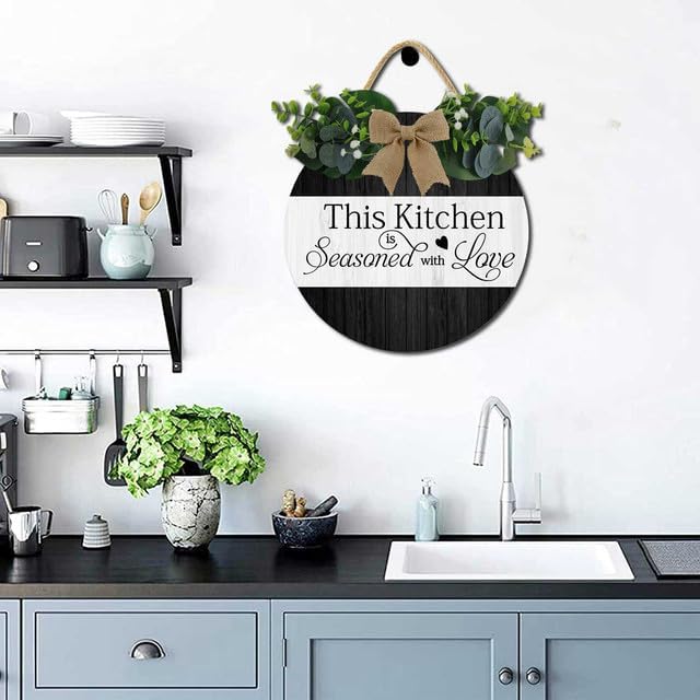 Rustic Kitchen Decor,This Kitchen Is Seasoned With Love Rustic Round Wooden Sign,For Home, Office, Store Or Restaurant