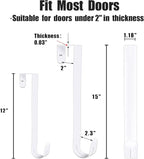 5 Pack 12"+15" Wreath Hanger for Front Door - Large Wreath Metal Hook for Christmas Wreath Over The Door Hanger 2 x 15" and 3 x 12" - White