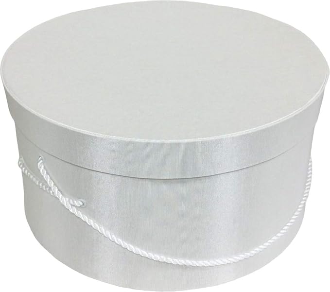 Sarah's Hat Boxes Classic White Hat Box – 8.75" x 4.5" (Dia. x Ht.) Handmade in USA – Odorless Non-Toxic Adhesive, Cording Handle – Premium Storage for Hats & Accessories