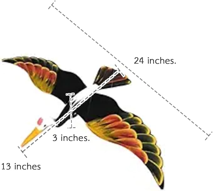 WitnyStore Wooden Bird Mobile 24" Black Crane Stork Hand Made Painted Wood Flapping Wing Birds Hanging Ceiling Decor Wind Chimes Handcrafted Art Animal Decorative Collectibles Décor Gifts Souvenirs