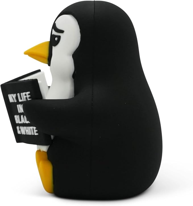 Little Readers – Cute Figurines for Bookshelves, Desks, Terrariums & Home Decor – Book-Loving Animal Statues - Penguin