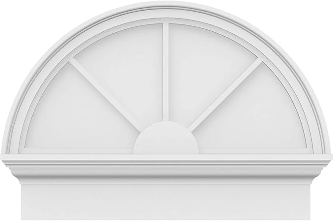26"W x 19-3/4"H x 2-3/4"P Half Round 3 Spoke Architectural Grade PVC Combination Pediment