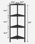 TUTOTAK Corner Shelf, 4-Tier Corner Bookshelf for Small Space, Narrow Display Corner Shelf Stand with Storage Rack, for Living Room, Bedroom, Black BS05BK004
