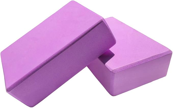5pcs Yoga Equipment Set | EVA Yoga Blocks/Grip - enhanced Knee Pads / 8.2ft Stretching Strap | Yoga Kit for Beginners/Pilates/Home Exercise | Purple/Pink/Blue (Optional)