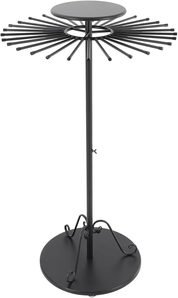 Scarf Display Stand, Commercial Hijab Organizer with 30 Rods, 360°Rotation Scarf Holder Display Rack Organizer for Boutique Retail Store, Apartment, Home Use (Black, 27.6'')