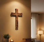 CHARMING BHARATCRAFTS Handmade Wooden Wall Cross For Church And Home Room Décor | 10" Long (Mango Wood)