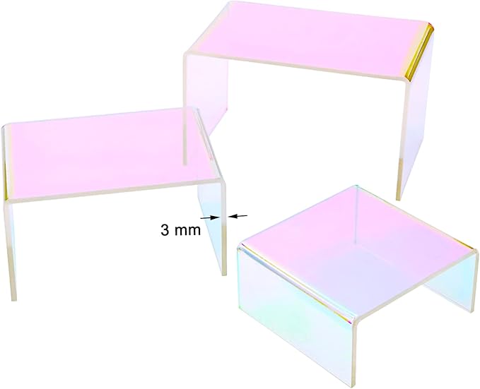 Cerpourt 2 Sets Acrylic Display Risers Colorful Product Stand,Cupcakes Holder Dessert Display Transparent Showcase Stands, Candy Bar Risers, Acrylic Lifts Display for Figures