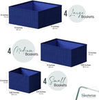 Drawer Organizer Clothes Set of 12 Navy - Dresser Organizer For Nursery, Bedroom, Closet - Perfect Baby Clothes Organizer and Storage & General Nursery Organization or Dresser Drawer Organizers
