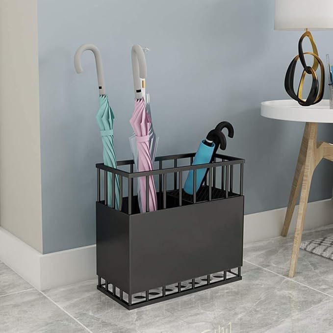 Umbrella Stand Commercial, Metal Wrought Iron Rust-Proof Umbrella Bucket, Indoor and Outdoor Large Capacity Long and Short Umbrella Storage Rack, 3 Colors