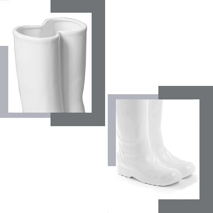 Modern White Decorative Umbrella Stand Indoor,Ceramic Rain Boot Umbrella Holder/ Cane Holder for Entryway,Flower Vase for Home Decor,Decorations for Living Room,Hallway,Office