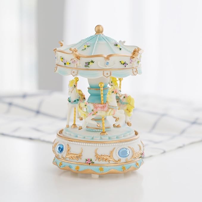 LOVE FOR YOU Gift-Wrapped Musical Carousel Music Box Color Lights Merry Go Round Horses Unicorn Decor Gifts for Girls and Daughter Granddaughter Niece Women Kids Christmas Birthday
