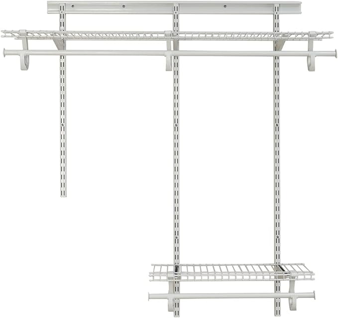 ClosetMaid ShelfTrack Wire Closet Organizer System, Adjustable from 2 to 4 Ft., With Shelves, Clothes Rods, Hardware, Durable Steel, White