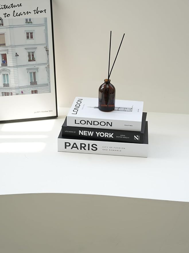3 PCS Faux Decorative Books for Home Decor-Coffee Table Books Decor-Aesthetic Fake/Faux Books for Decoration,libros Decoration for Coffee Table, Shelf Accessories (3-Mix-Paris Newyork London)