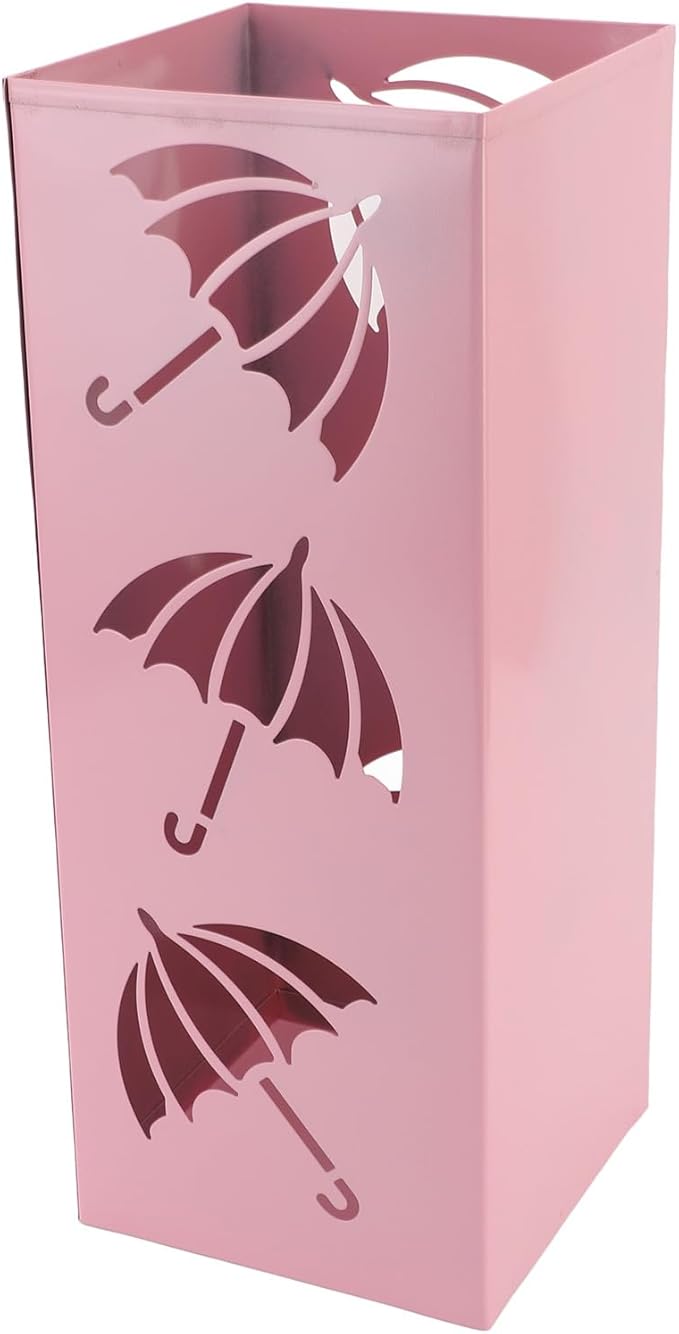 SIXRUN Metal Umbrella Holder Umbrella Stand Bucket Compact Space Saving Heavy Duty Anti Tip Over Iron Construction Powder Coated Rainproof Rust Hollow Design for Quick Drying