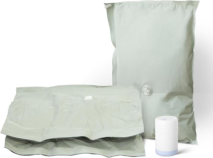 Umimile Vacuum Storage Bags for Travel with Electric Pump, Reusable Compression Bags for Travel, Space Saver Bags for Luggage, Suitcases and Backpack (2PC + PUMP)