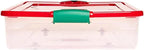 HOMZ 60-Quart Holiday Plastic Underbed Storage Bins with Red Latching Lids, Secure Clear Rolling Storage for Home Organization, 2 Pack, Green Latches