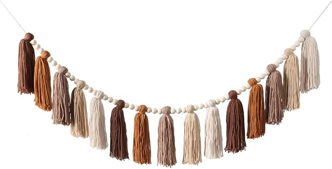 DrCor Boho Terracotta Rainbow Tassel Garland – Classroom Decor for Teachers, Bulletin Board Decorations, Back to School Wall Hanging for Nursery, Kids Room, Baby Shower & Party Decor